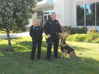 Ginger Cava with El Cerrito PD Officer Del Prado and K9 King Ginger Cava with El Cerrito PD Officer Del Prado and K9 King