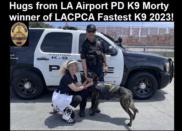 Hugs from K9 Armor cofounder Suzanne and LA Airport PD Officer Cdebaca and K9 Morty