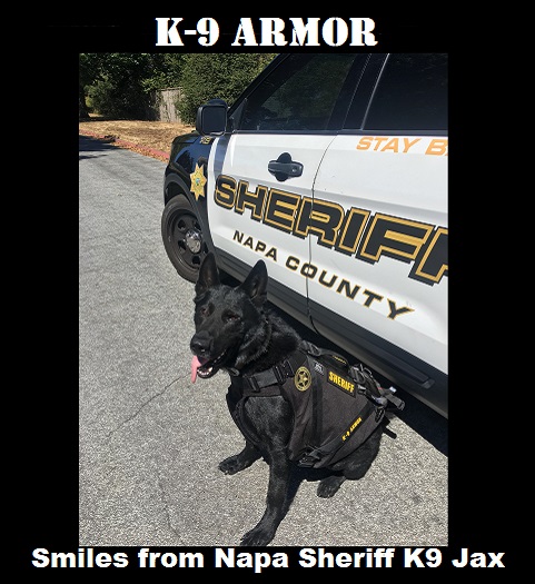 Smiles from Napa Sheriff K9 Jax wearing his K9 Armor vest