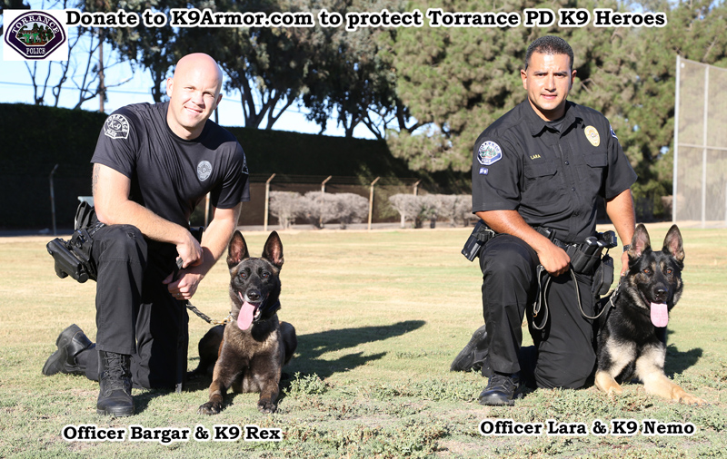 Torrance Police Officer Bargar and K9 Rex, Officer Lara and K9 Nemo